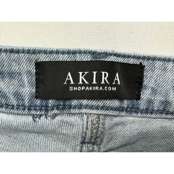 Akira Women's Wide Leg Moto Style Blue Denim Jeans - Size 3/W25 (26x30.5) - Picture 4 of 5